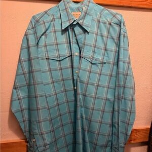Roper Teal Plaid Casual Button Down Shirt